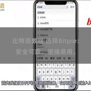 比特派教程 选择Bitpie：安全可靠，便捷易用。