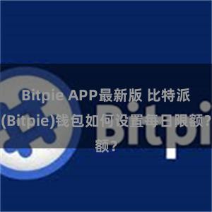 Bitpie APP最新版 比特派(Bitpie)钱包如何设置每日限额？